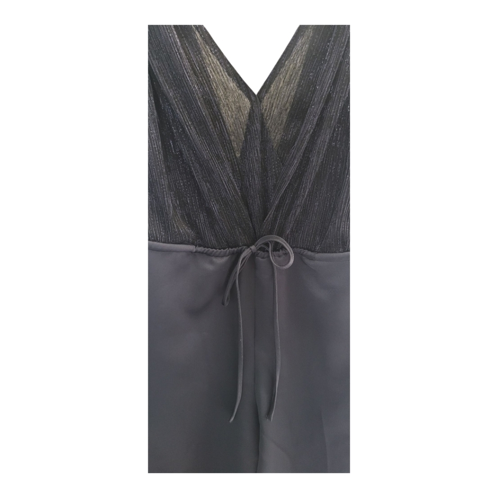 Reiss Margot Metallic & Satin Jumpsuit Navy Size 8 US NWT - Picture 6 of 14